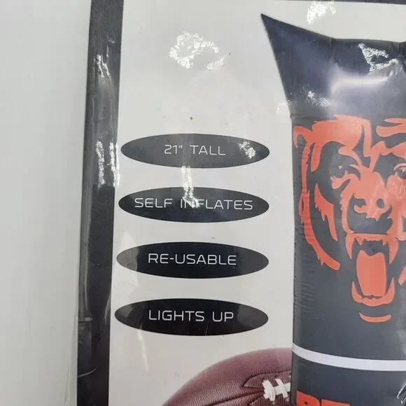 Chicago Bears Table Top Inflatable 21" Self Inflates Re-Usable Lights Up - Picture 5 of 7